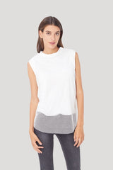 Blusa mujer sin mangas mesh relaxed, blusa femenina calada blanca, diseño liviano transpirable, corte holgado, top moderno versátil, look fresco, talla 36 disponible, combina jeans y faldas, ideal primavera verano ✅Entrega 24/48h