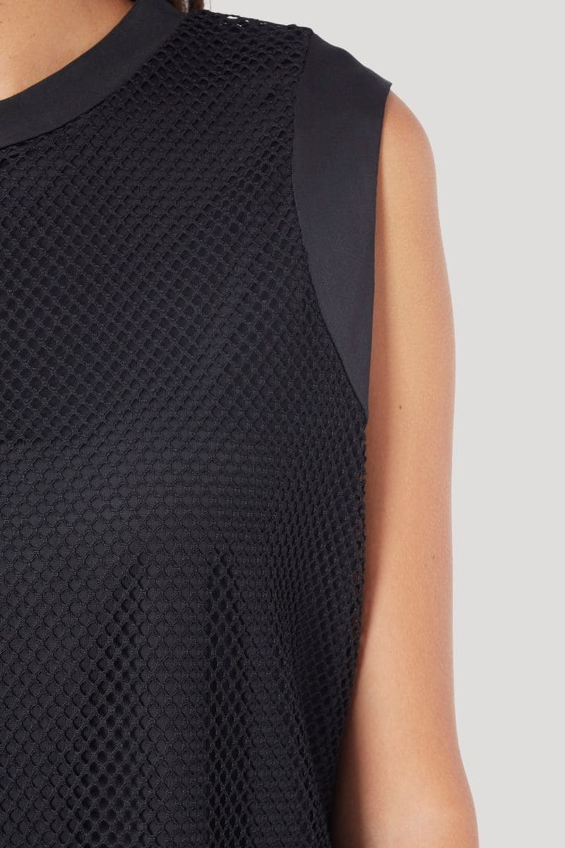 Blusa Mujer Sin Mangas Top Malla Ligera Casual Cuello Redondo Fresca Versátil Urbana Estilo Moderno Color Negro Talla 36 Ideal Outfit Diario Combinable Jeans Pantalón Elegante Cómoda ✅Entrega 24/48h