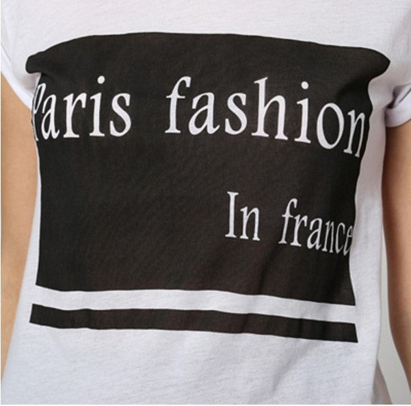 Camiseta mujer clásica, t-shirt, top, modelo Sinty SI-270005, manga corta, cuello redondo, estampado Paris fashion, costuras a tono, cómodo, versátil, algodón, color blanco, talla L ✅Entrega 24/48h