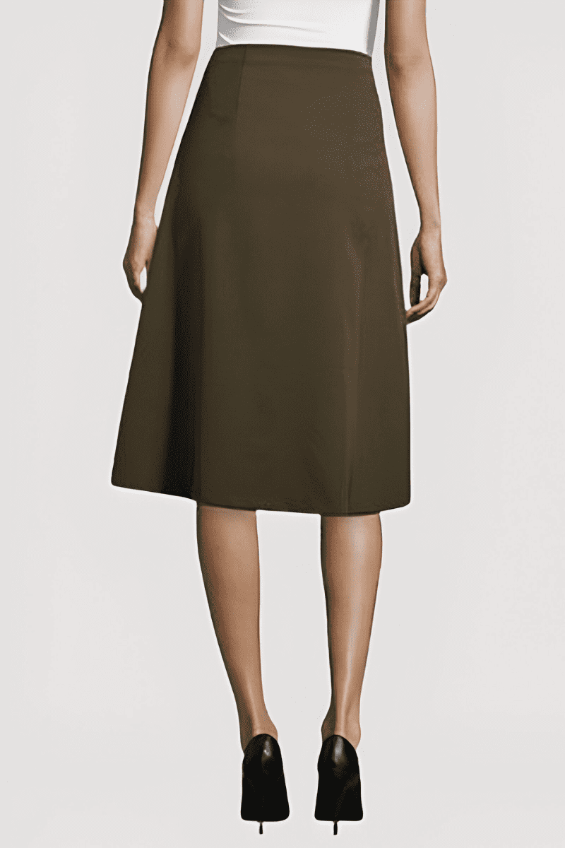 Falda corta mujer, falda poliéster, diseño clásico, corte recto, cremallera trasera, color marrón, tejido ligero, elegante y versátil, talla 36, look casual o formal, fácil de combinar ✅Entrega 24/48h