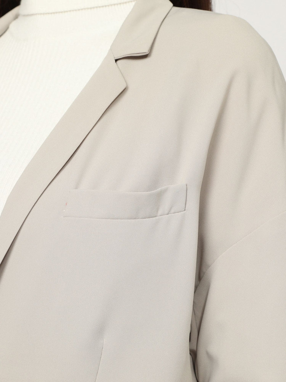 Americana mujer blazer desestructurado sintético estilo recto solapa diseño moderno cuello pico manga larga bolsillos delanteros cierre botón color gris talla L cómodo versátil elegante ✅Entrega 24/48h