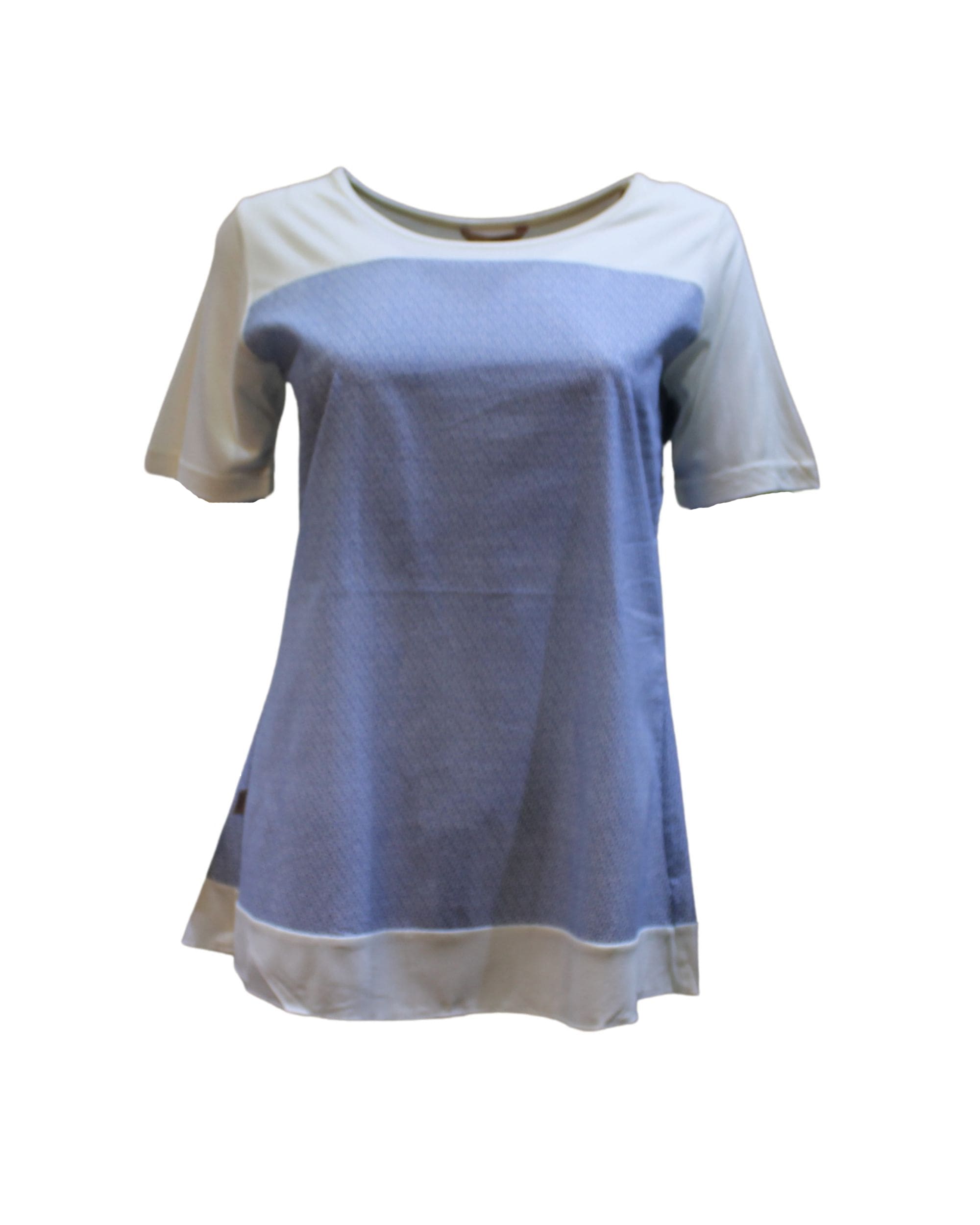 Blusa mujer doble capa, camiseta casual, manga corta, cuello redondo, diseño estampado, corte recto, color azul, talla S, cómoda, versátil, ideal verano ✅Entrega 24/48h