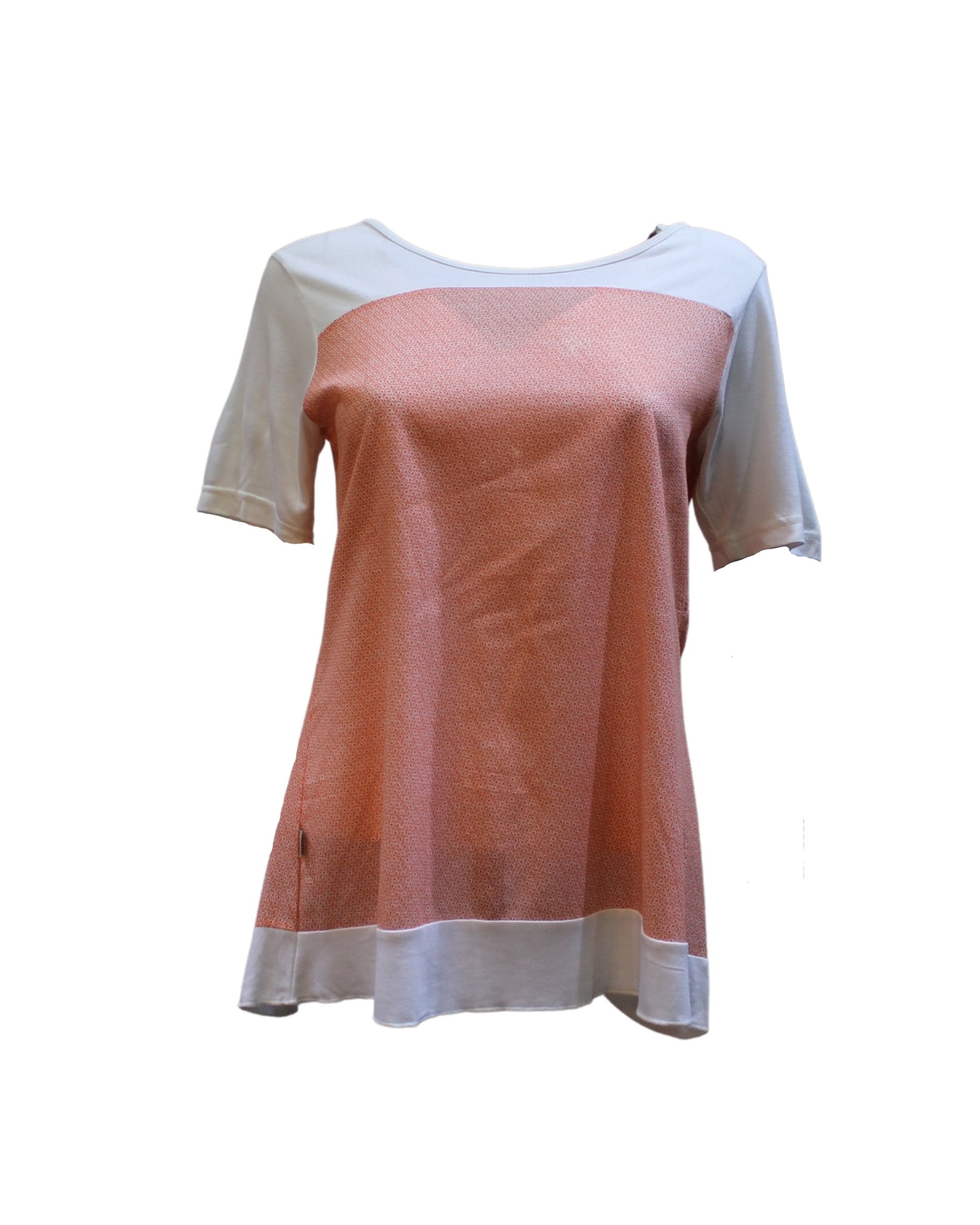 Blusa mujer, top fluido, doble capa, manga corta, cuello redondo, estilo casual, diseño estampado, colores rosa y blanco, talla S, fresca, cómoda, ideal verano, versátil ✅Entrega 24/48h