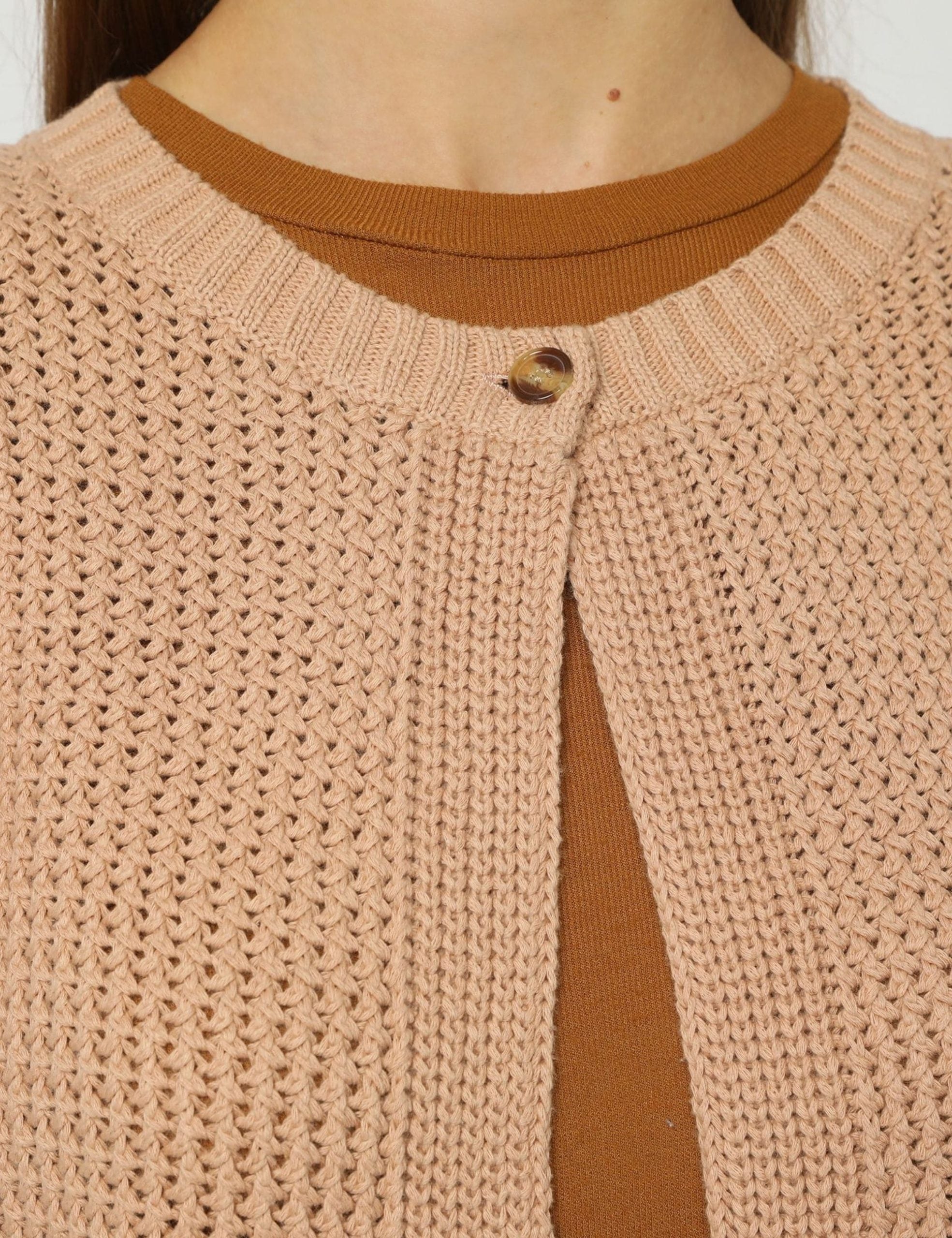 Cárdigan punto mujer sweater chaqueta ligera manga tres cuartos beige talla L casual elegante cómodo suave tejido versátil oficina salidas combina blusa jeans ✅Entrega 24/48h