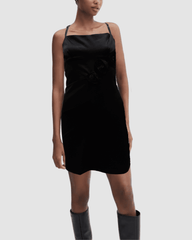 Vestido mini ajustado mujer, dress elegante tirantes regulables, drapeado, flores en relieve, escote cuadrado, tejido elástico, cierre cremallera, ideal fiestas, cómodo, negro, talla S ✅Entrega 24/48h
