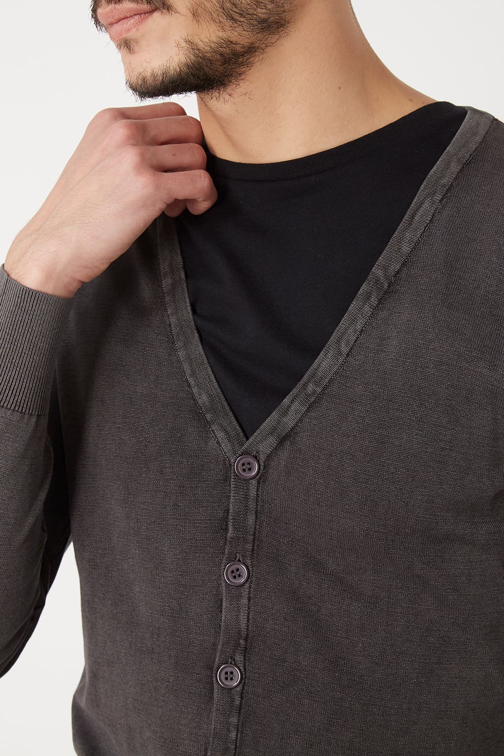 Cárdigan hombre, suéter, chaqueta ligera War Wolf WH68052, manga larga, cuello pico, cierre botones, tejido canalé, gris, talla L, moda casual, cómodo versátil facilidad de combinar outfits ✅Entrega 24/48h