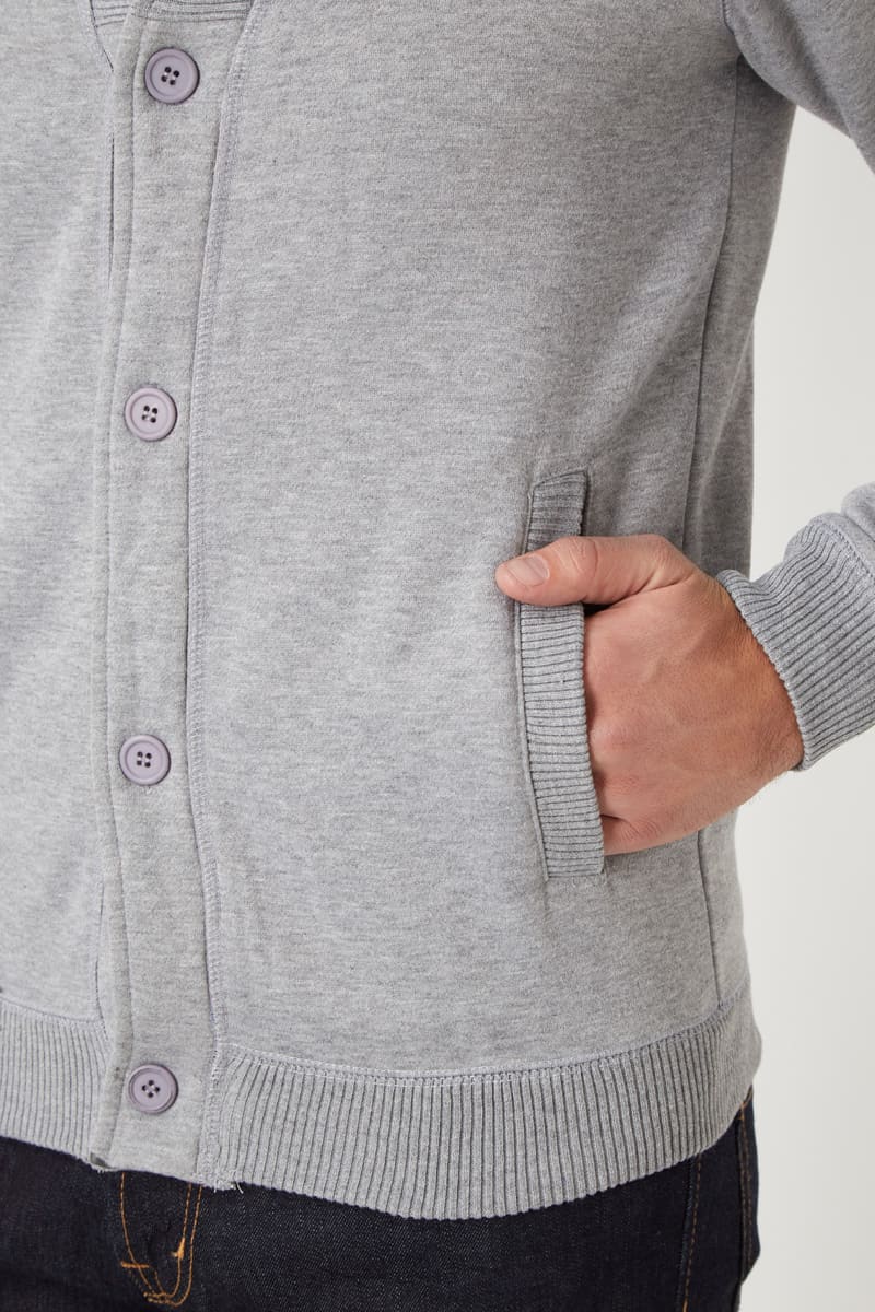 Cárdigan hombre jersey chaqueta punto cuello chal bolsillos cierre botones manga larga acrílico gris talla L diseño casual cómodo versátil ideal entretiempo ✅Entrega 24/48h
