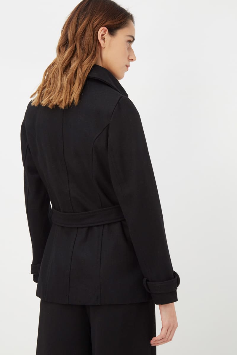 Abrigo corto mujer, chaqueta abrigo elegante, textura suave, cinturón ajustable, corte clásico, color negro, talla 36, sofisticado para invierno, ideal oficina y urbano, realza la figura, cómodo, versátil, ✅Entrega 24/48h