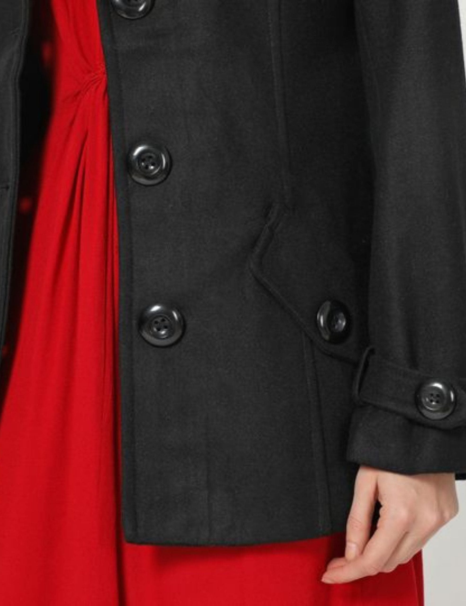 Abrigo corto mujer, chaqueta abrigo elegante, textura suave, cinturón ajustable, corte clásico, color negro, talla 36, sofisticado para invierno, ideal oficina y urbano, realza la figura, cómodo, versátil, ✅Entrega 24/48h