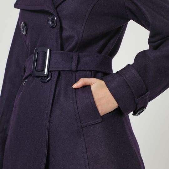 Abrigo recto mujer, chaqueta larga, diseño elegante, cinturón extraíble, solapa, manga larga, bolsillos, poliéster, azul marino, talla 36, ideal oficina y diario, forro interior, versátil, cómoda ✅Entrega 24/48h