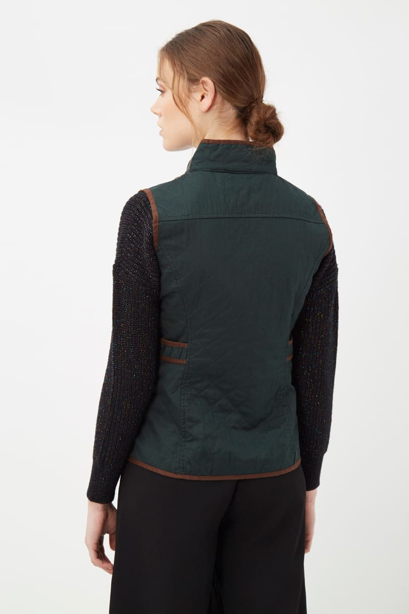 Chaleco guateado mujer, chaleco acolchado, estilo casual, cuello alto, cierre cremallera, 4 bolsillos frontales, forro interior, poliéster, color verde oscuro, talla 36, cómodo y versátil ✅Entrega 24/48h