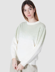 Jersey mujer punto y sudadera, manga larga, cuello redondo, canalé, cómodo y cálido, diseño estampado degradado, estilo casual, color blanco verde claro, talla única, ideal entretiempo ✅Entrega 24/48h