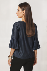 Blusa Mujer con cuello Redondo con Strass y Manga 3/4 Avolantada - LA-190359