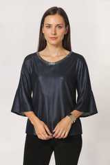Blusa Mujer con cuello Redondo con Strass y Manga 3/4 Avolantada - LA-190359